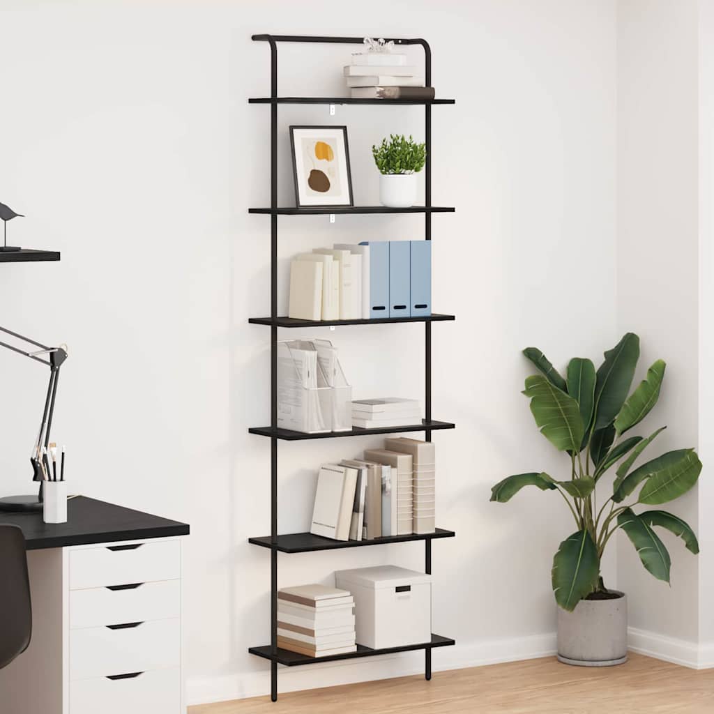 vidaXL Bookshelf 6-Tier 60 x 24 x 203 cm Engineered wood Black Oak