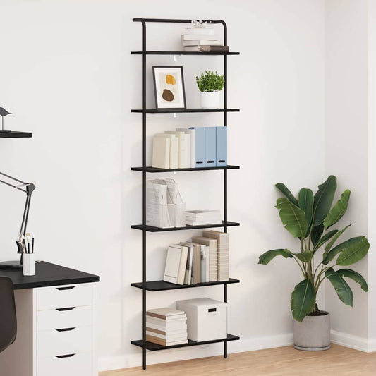 vidaXL Bookshelf 6-Tier 60 x 24 x 203 cm Engineered wood Black Oak