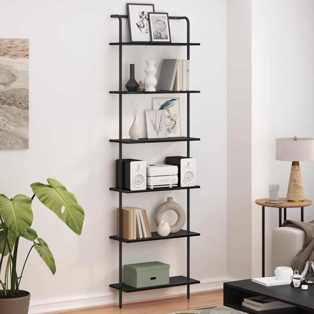 vidaXL Bookshelf 6-Tier 60 x 24 x 203 cm Engineered wood Black Oak