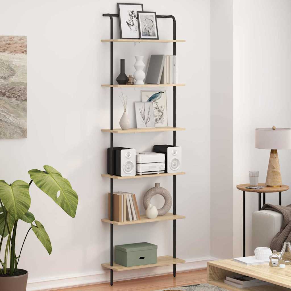 vidaXL Bookshelf 6-Tier 60 x 24 x 203 cm Engineered wood Sonoma Oak