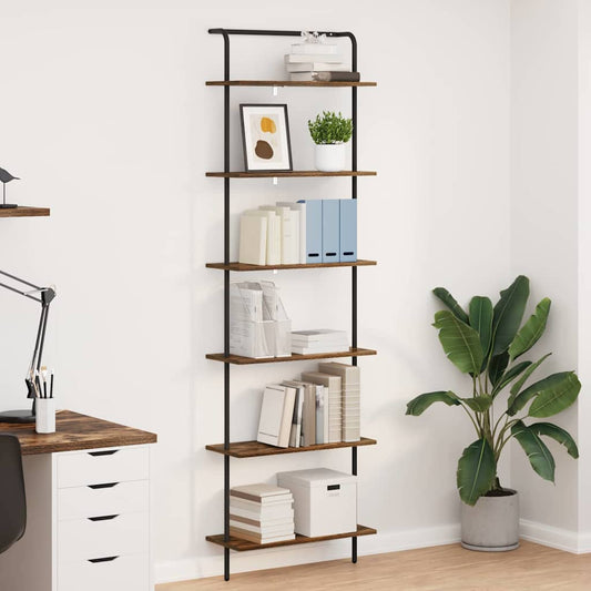 vidaXL Bookshelf 6-Tier 60 x 24 x 203 cm Engineered wood Smoked Oak