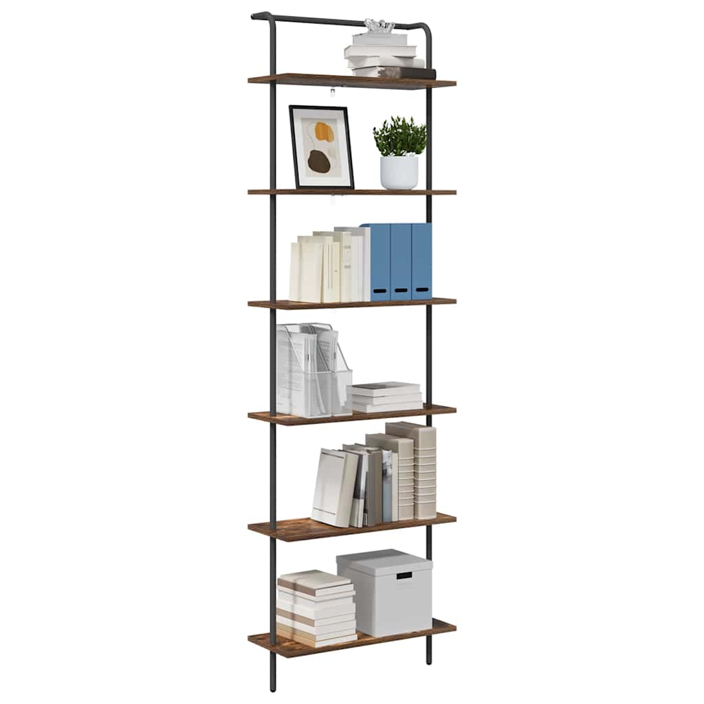 vidaXL Bookshelf 6-Tier 60 x 24 x 203 cm Engineered wood Smoked Oak
