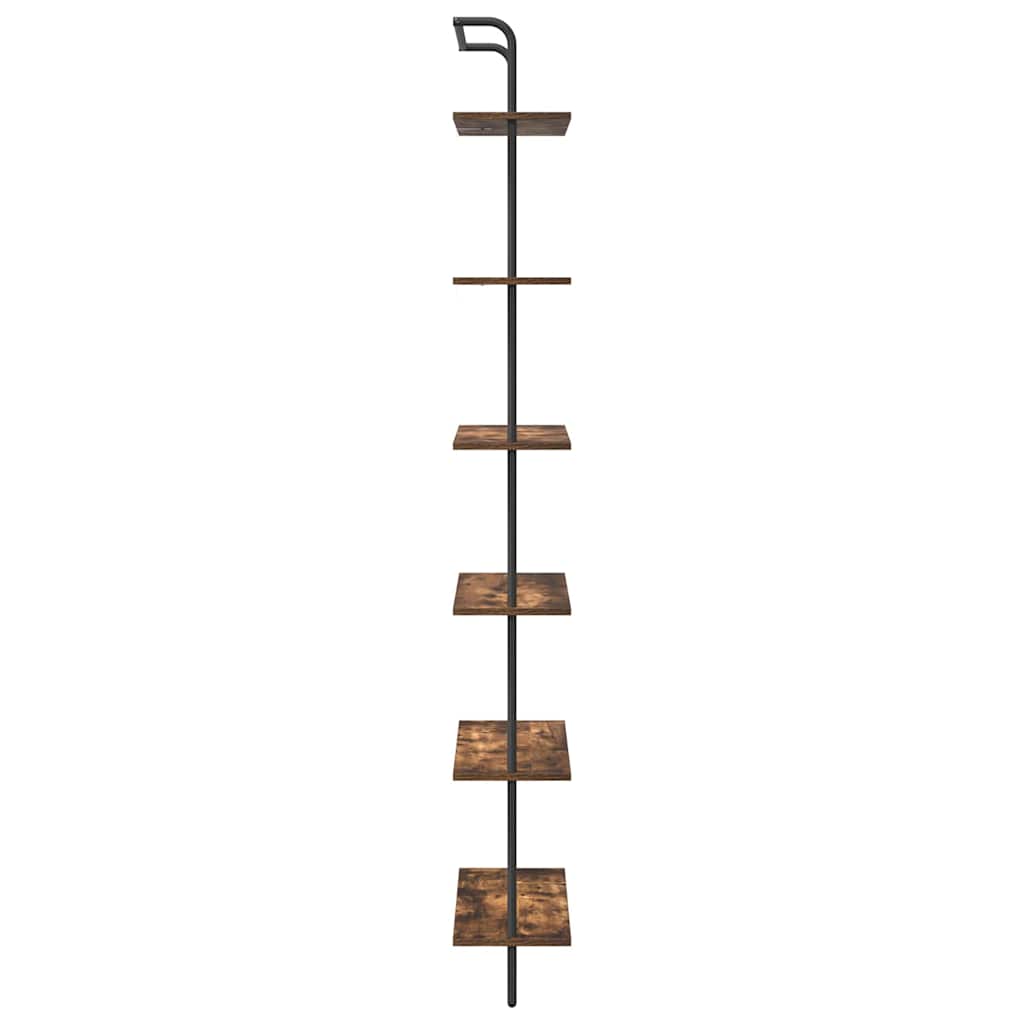 vidaXL Bookshelf 6-Tier 60 x 24 x 203 cm Engineered wood Smoked Oak