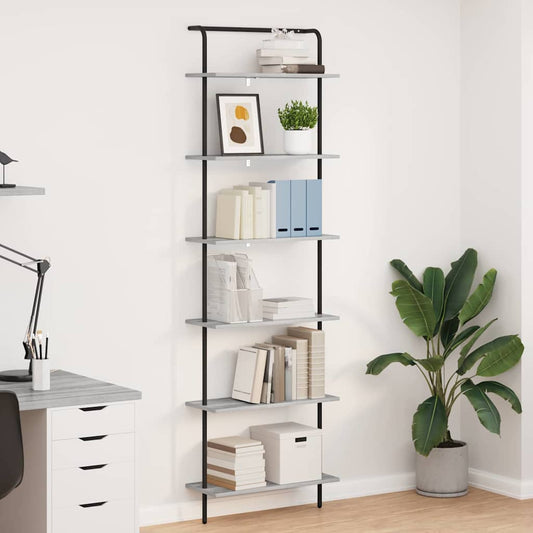 vidaXL Bookshelf 6-Tier 60 x 24 x 203 cm Engineered wood Grey Sonoma