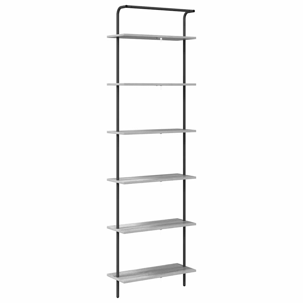 vidaXL Bookshelf 6-Tier 60 x 24 x 203 cm Engineered wood Grey Sonoma