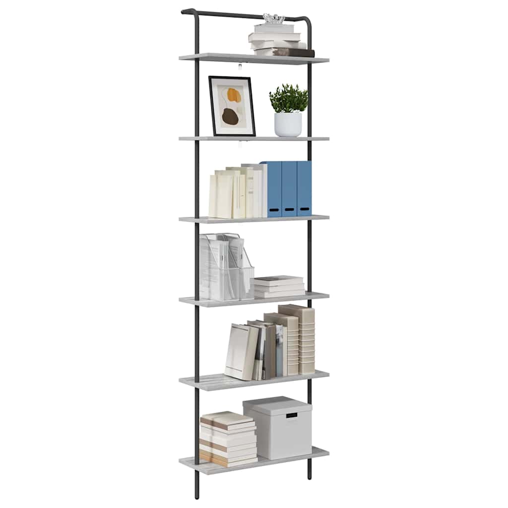 vidaXL Bookshelf 6-Tier 60 x 24 x 203 cm Engineered wood Grey Sonoma