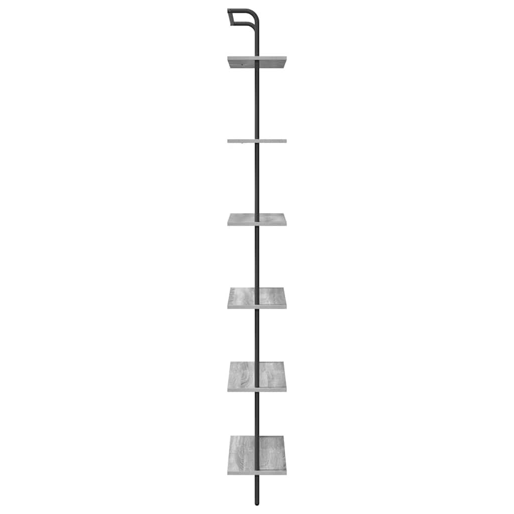 vidaXL Bookshelf 6-Tier 60 x 24 x 203 cm Engineered wood Grey Sonoma