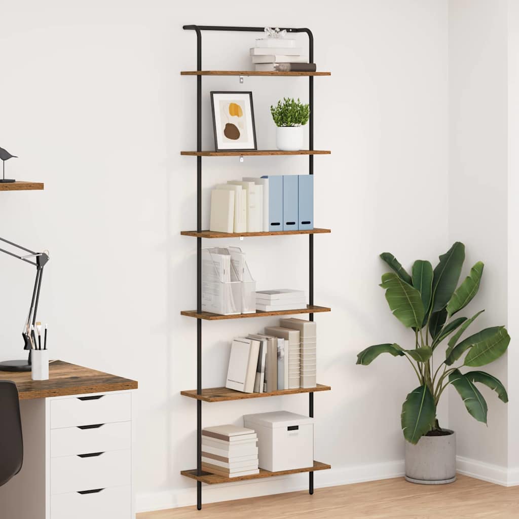 vidaXL Bookshelf 6-Tier 60 x 24 x 203 cm Engineered wood Old Wood