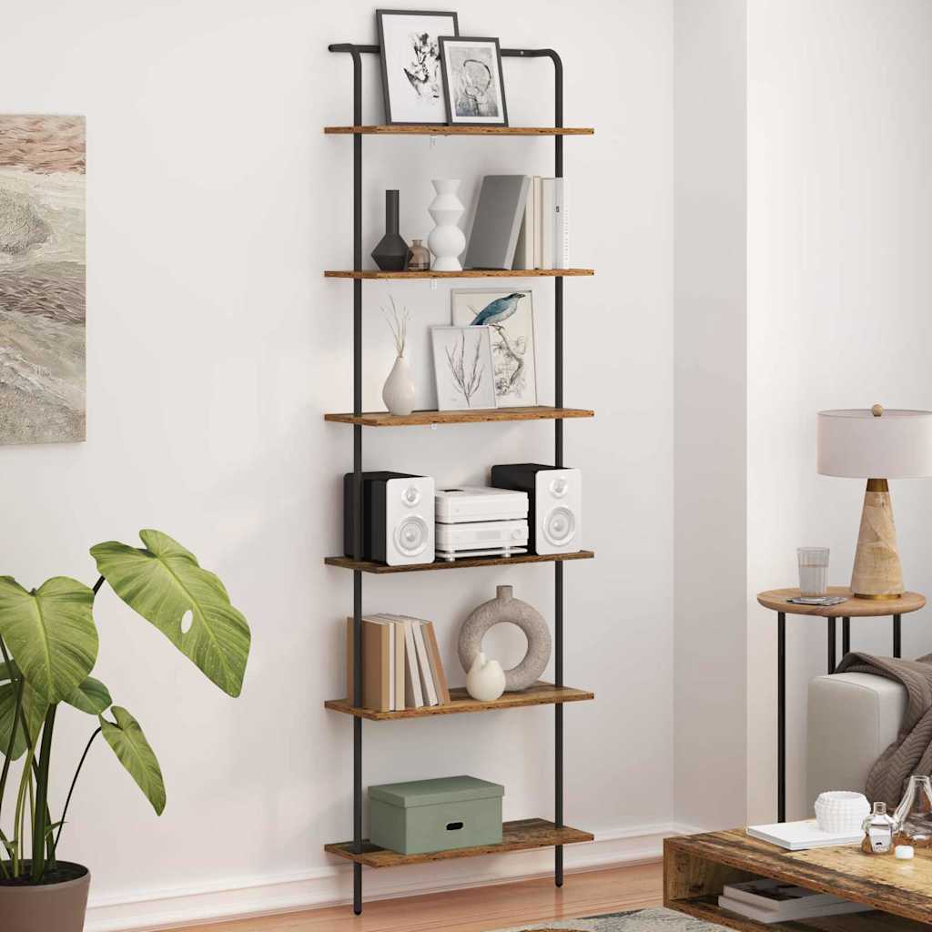 vidaXL Bookshelf 6-Tier 60 x 24 x 203 cm Engineered wood Old Wood