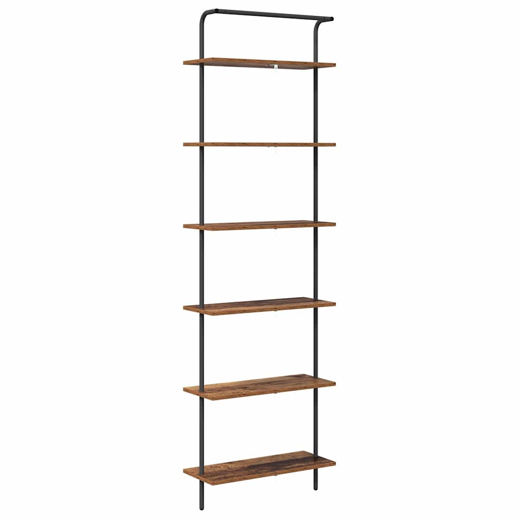 vidaXL Bookshelf 6-Tier 60 x 24 x 203 cm Engineered wood Old Wood