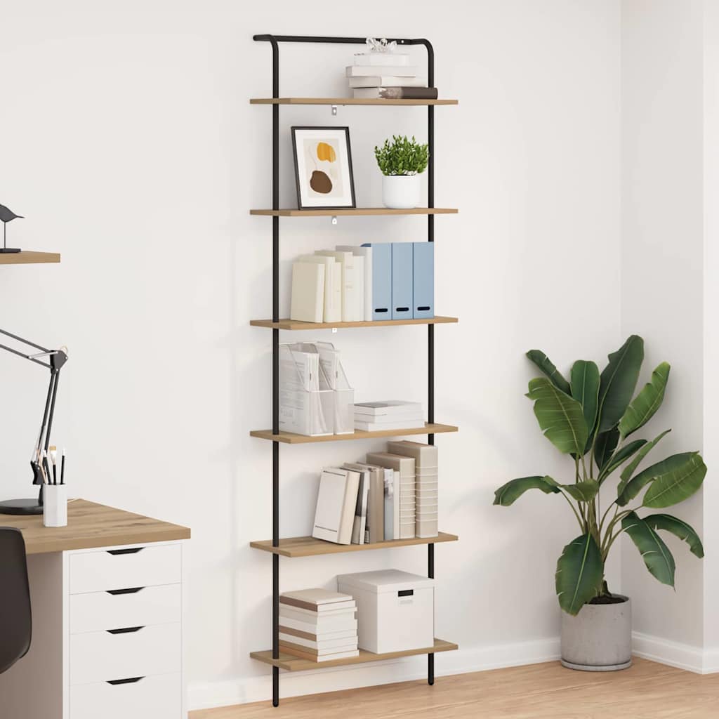 vidaXL Bookshelf 6-Tier 60 x 24 x 203 cm Engineered wood Artisan Oak