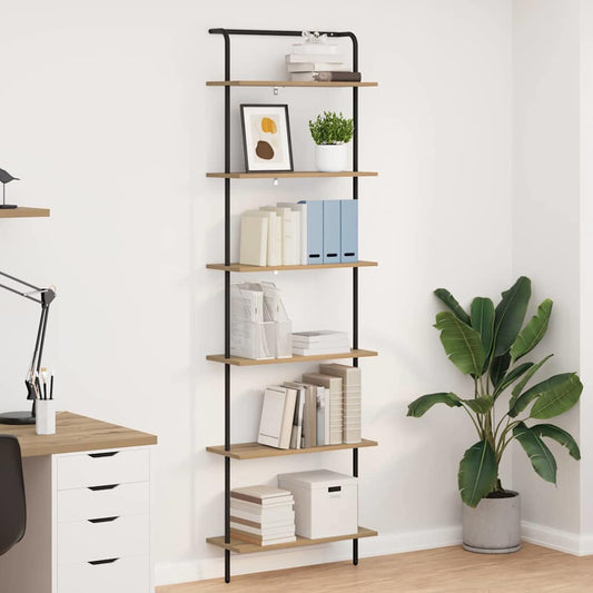 vidaXL Bookshelf 6-Tier 60 x 24 x 203 cm Engineered wood Artisan Oak
