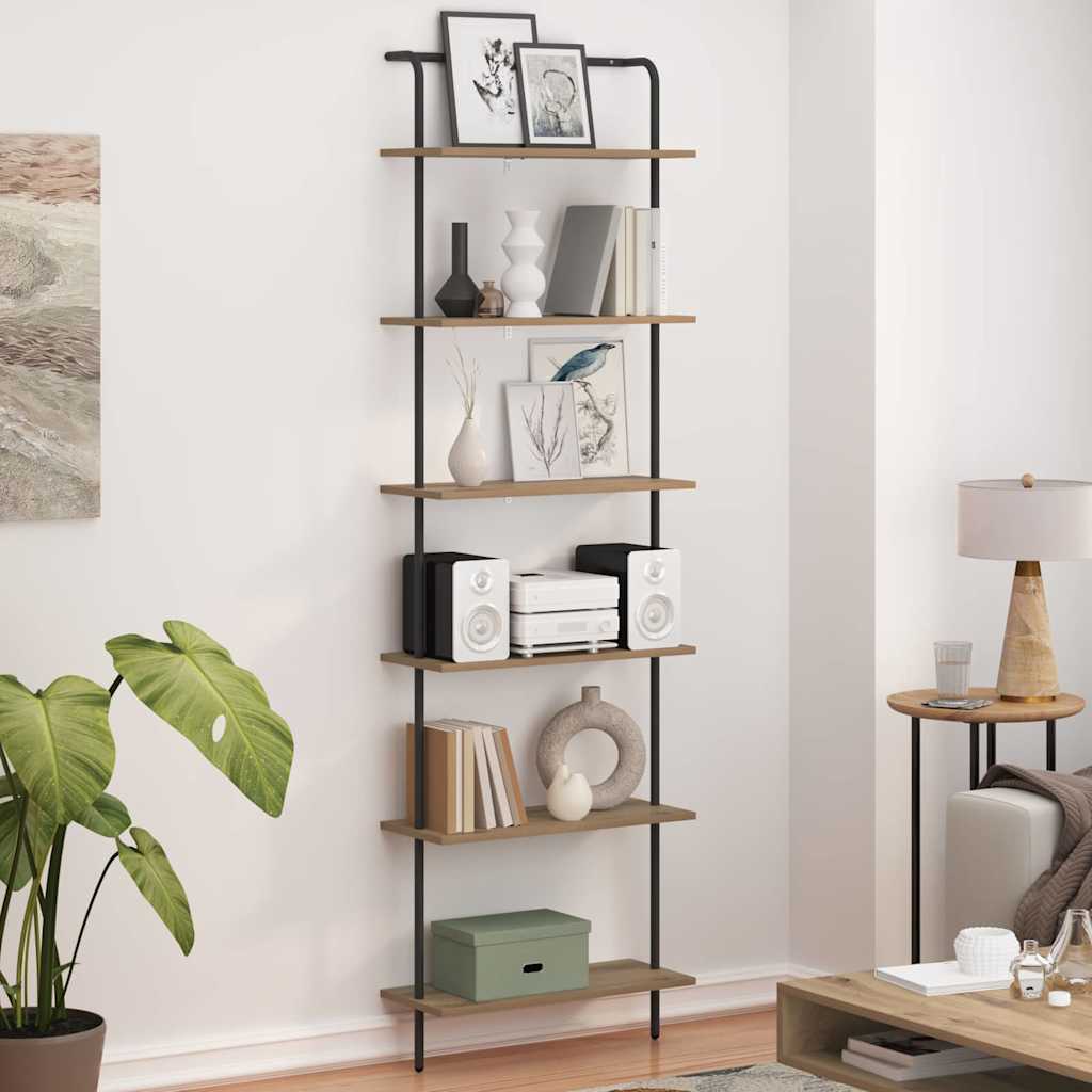 vidaXL Bookshelf 6-Tier 60 x 24 x 203 cm Engineered wood Artisan Oak