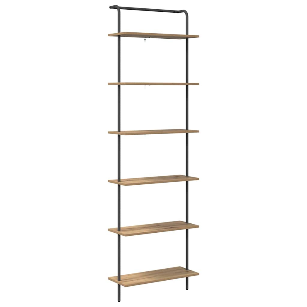 vidaXL Bookshelf 6-Tier 60 x 24 x 203 cm Engineered wood Artisan Oak