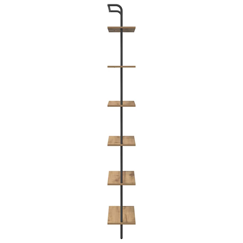vidaXL Bookshelf 6-Tier 60 x 24 x 203 cm Engineered wood Artisan Oak
