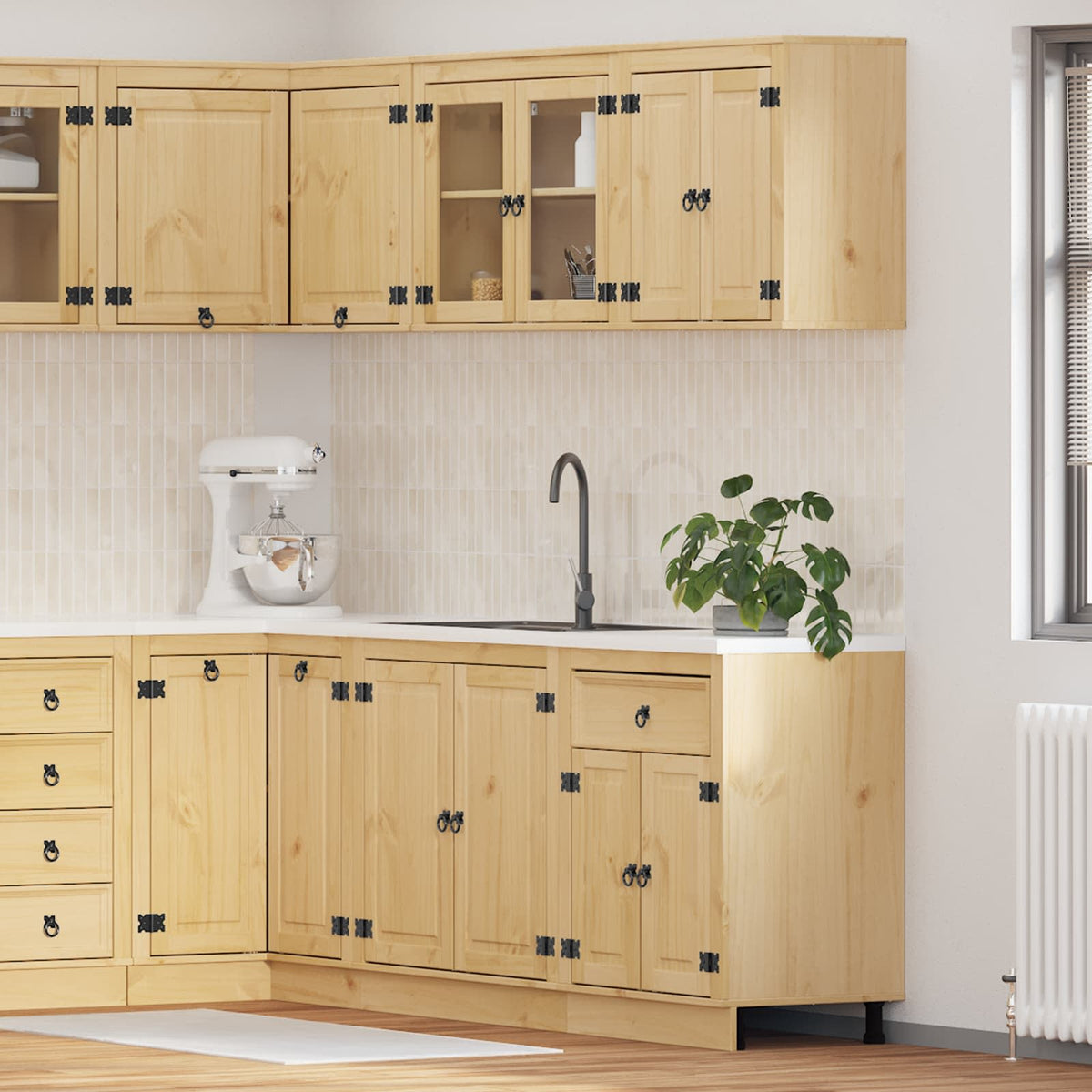 vidaXL Cabinet SKI 4 pcs Honey Brown Solid Pine Wood