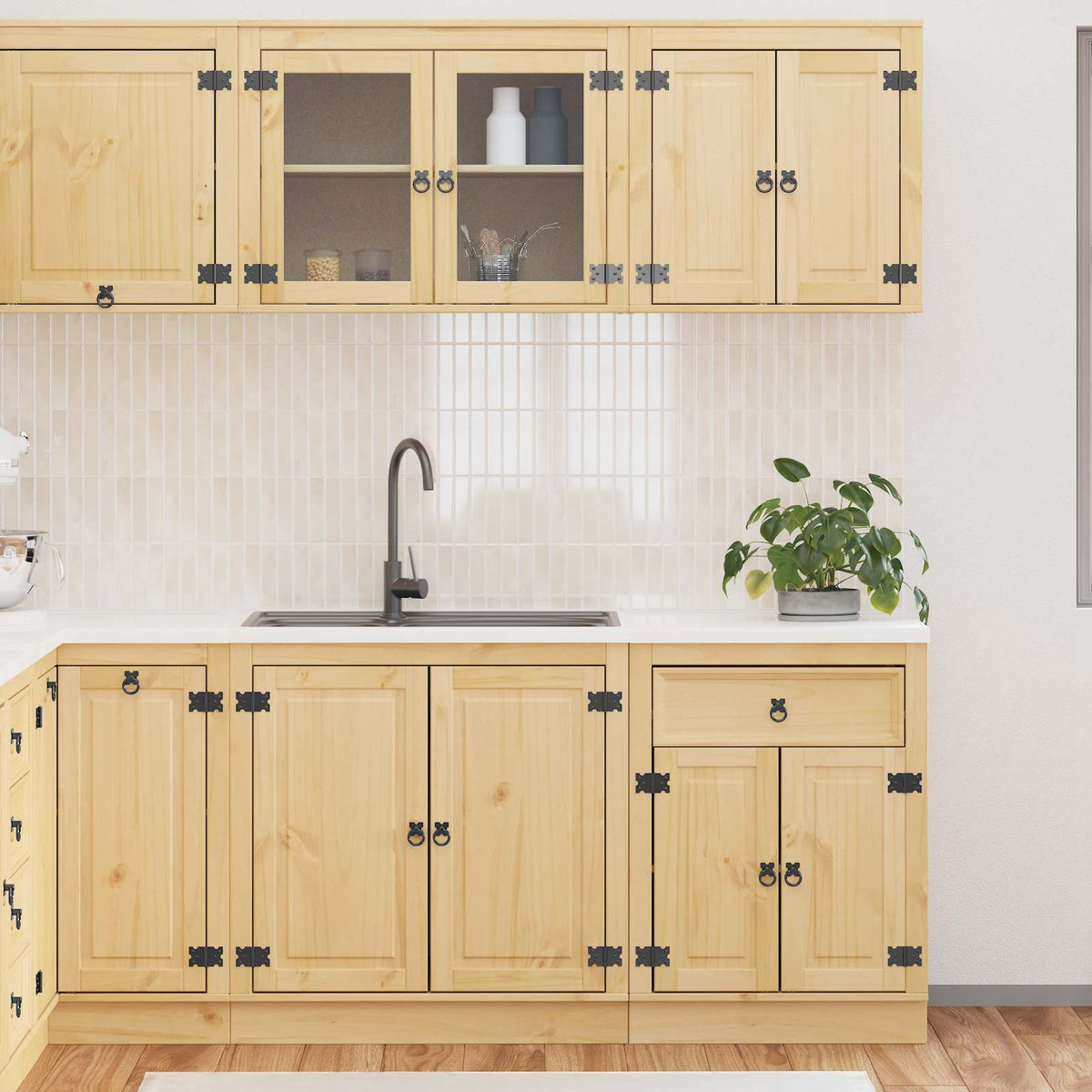 vidaXL Cabinet SKI 4 pcs Honey Brown Solid Pine Wood
