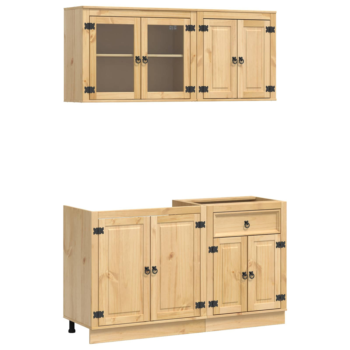 vidaXL Cabinet SKI 4 pcs Honey Brown Solid Pine Wood