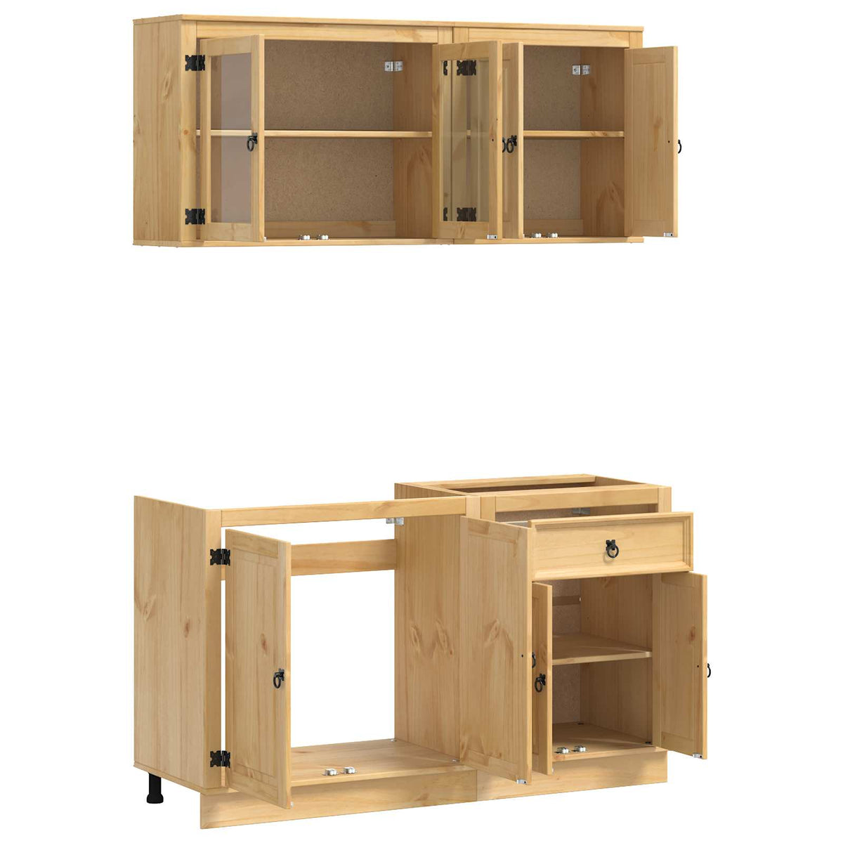 vidaXL Cabinet SKI 4 pcs Honey Brown Solid Pine Wood