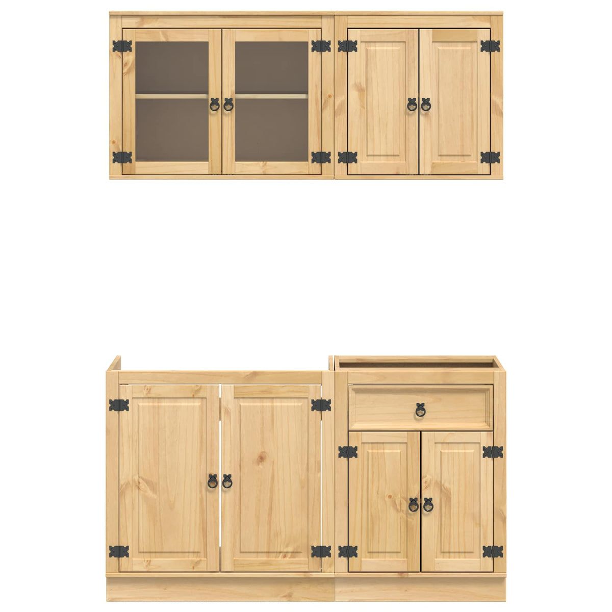 vidaXL Cabinet SKI 4 pcs Honey Brown Solid Pine Wood