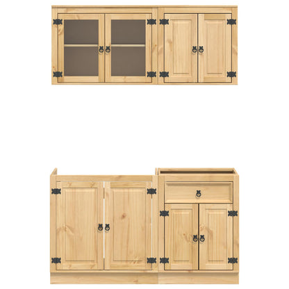 vidaXL Cabinet SKI 4 pcs Honey Brown Solid Pine Wood