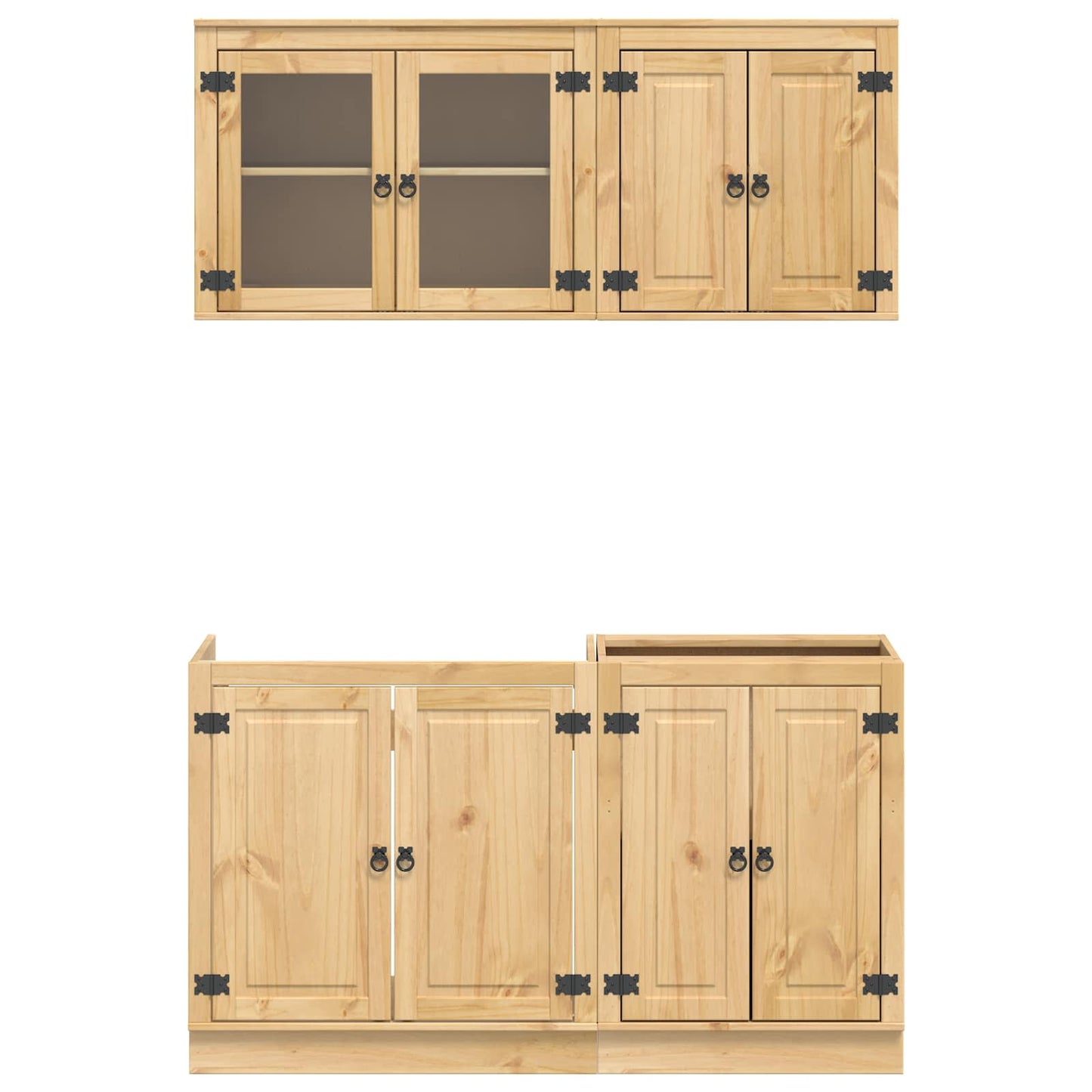 vidaXL Cabinet with Shelf SKI 4 pcs Honey Brown Solid Pine Wood