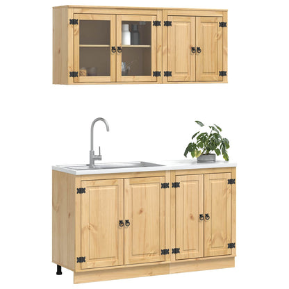 vidaXL Cabinet with Shelf SKI 4 pcs Honey Brown Solid Pine Wood