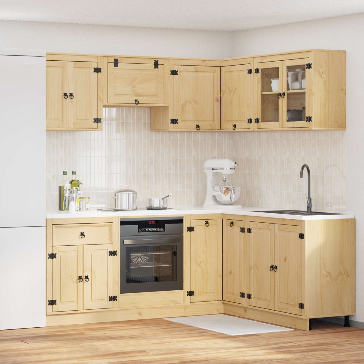 vidaXL Cabinet SKI 8 pcs Honey Brown Solid Pine Wood