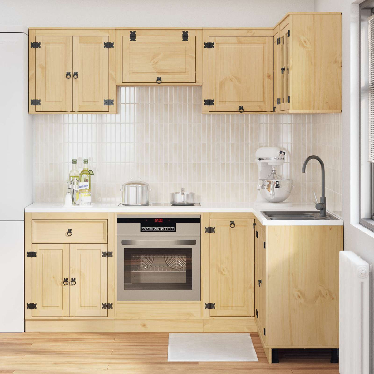 vidaXL Cabinet SKI 8 pcs Honey Brown Solid Pine Wood