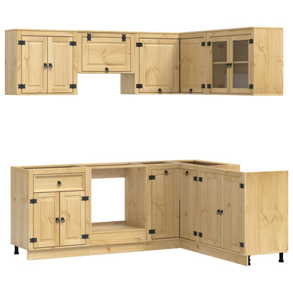 vidaXL Cabinet SKI 8 pcs Honey Brown Solid Pine Wood