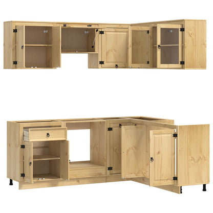 vidaXL Cabinet SKI 8 pcs Honey Brown Solid Pine Wood