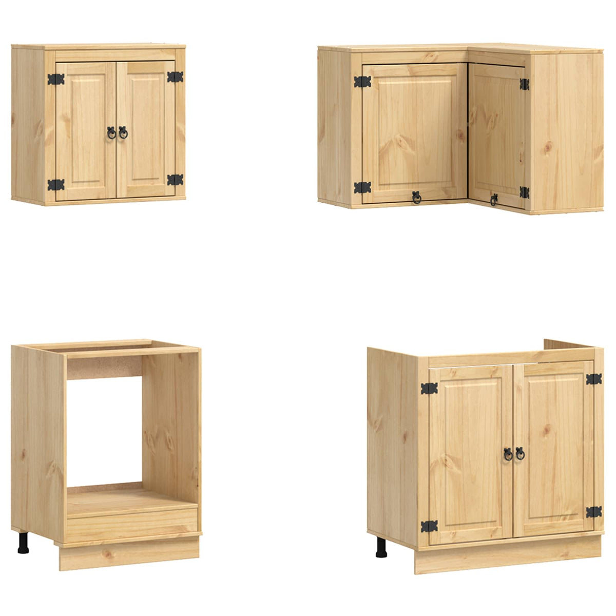 vidaXL Cabinet SKI 8 pcs Honey Brown Solid Pine Wood