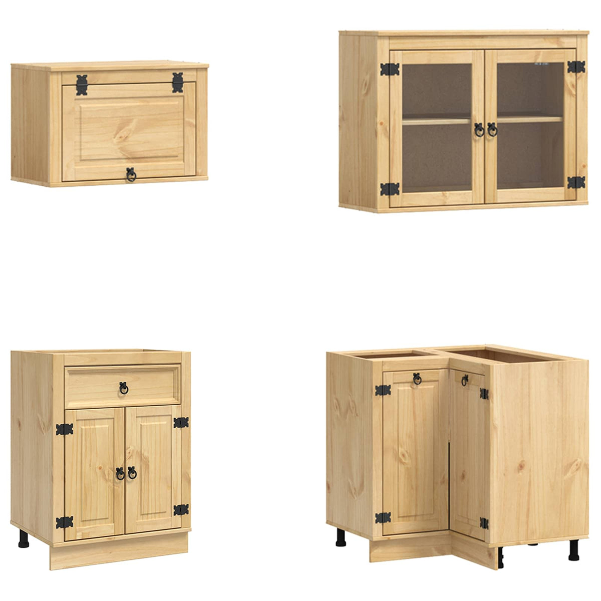 vidaXL Cabinet SKI 8 pcs Honey Brown Solid Pine Wood