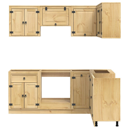 vidaXL Cabinet SKI 8 pcs Honey Brown Solid Pine Wood