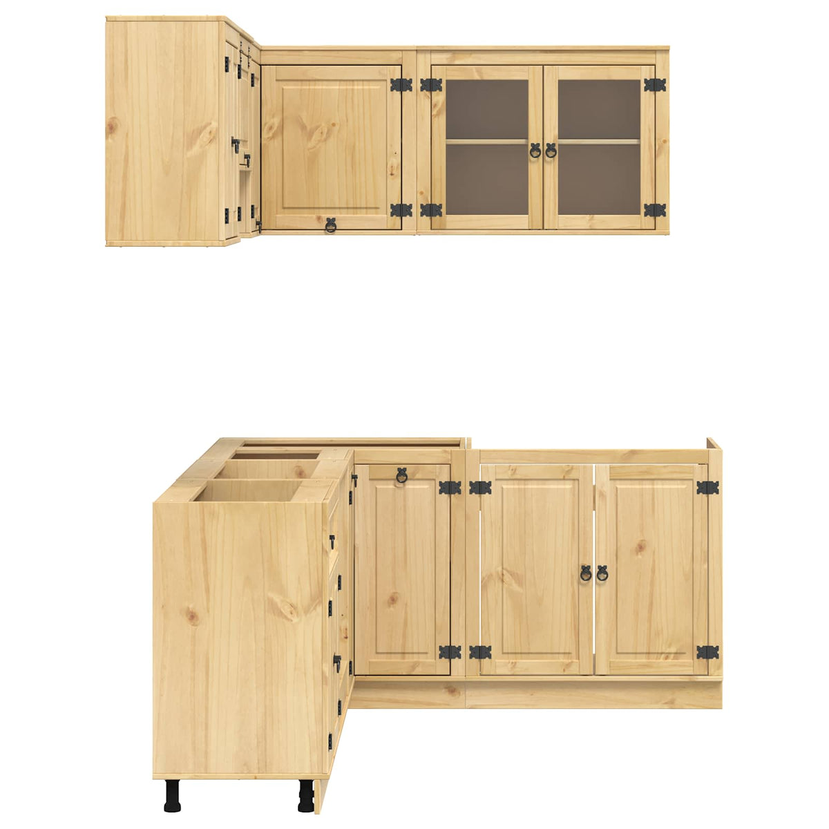 vidaXL Cabinet SKI 8 pcs Honey Brown Solid Pine Wood
