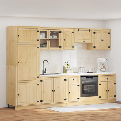 vidaXL Cabinet SKI 9 pcs Honey Brown Solid Pine Wood