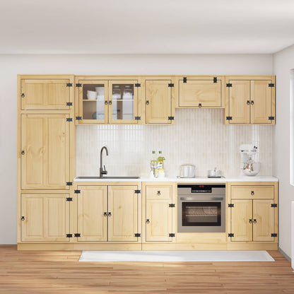 vidaXL Cabinet SKI 9 pcs Honey Brown Solid Pine Wood