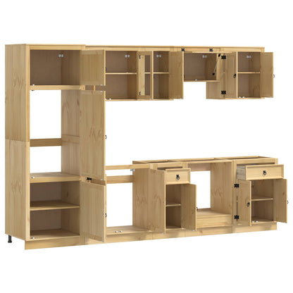 vidaXL Cabinet SKI 9 pcs Honey Brown Solid Pine Wood
