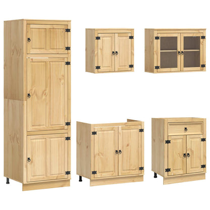 vidaXL Cabinet SKI 9 pcs Honey Brown Solid Pine Wood