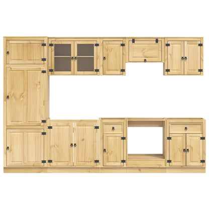 vidaXL Cabinet SKI 9 pcs Honey Brown Solid Pine Wood