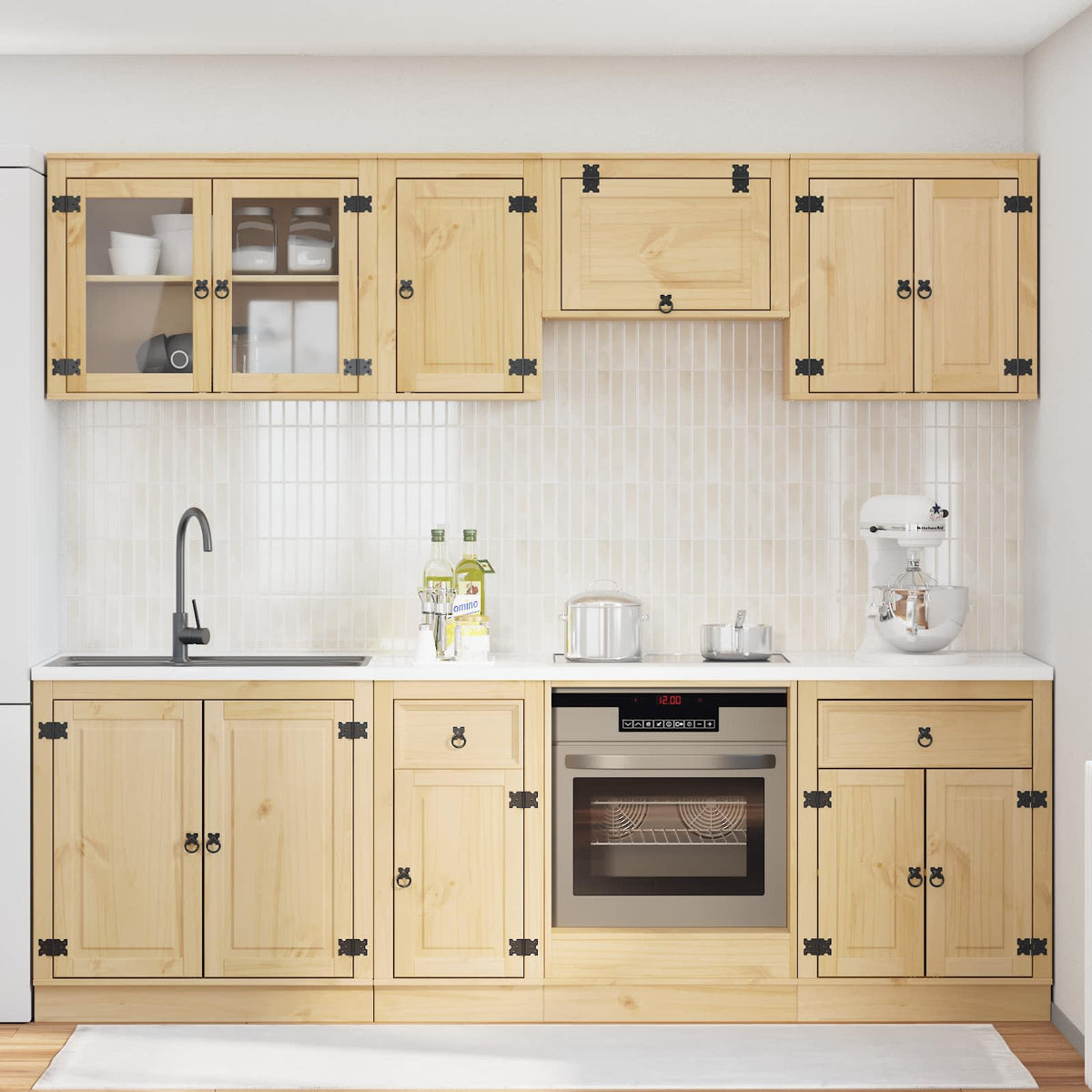 vidaXL Cabinet SKI 8 pcs Honey Brown Solid Pine Wood