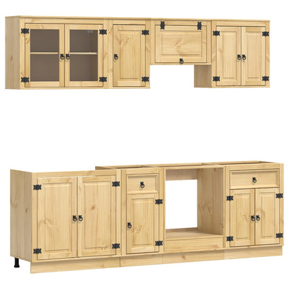 vidaXL Cabinet SKI 8 pcs Honey Brown Solid Pine Wood