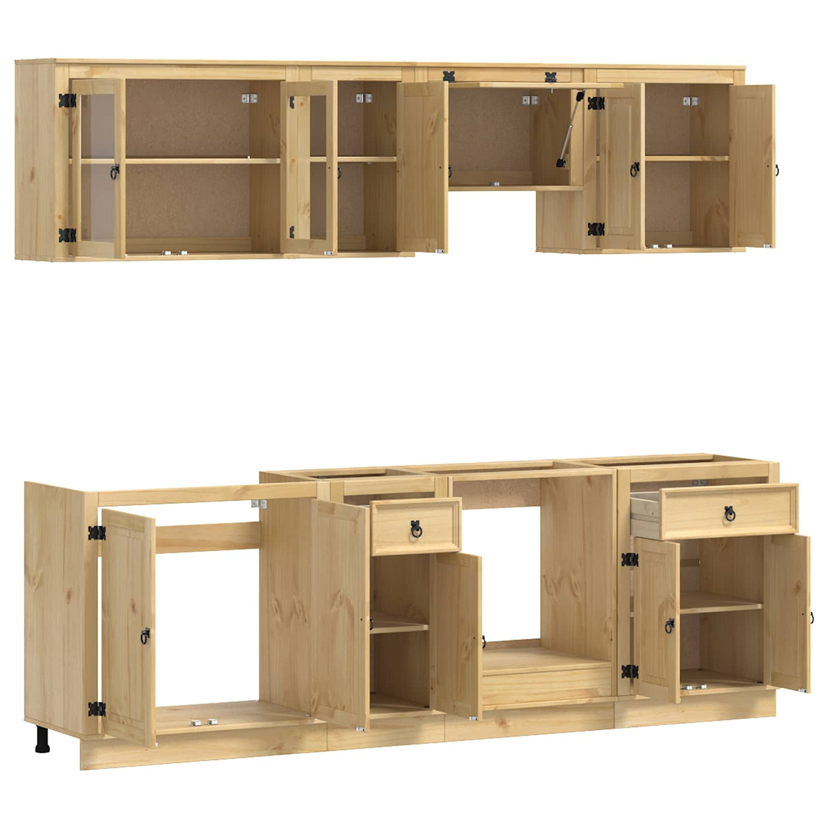 vidaXL Cabinet SKI 8 pcs Honey Brown Solid Pine Wood
