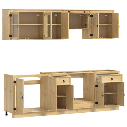 vidaXL Cabinet SKI 8 pcs Honey Brown Solid Pine Wood