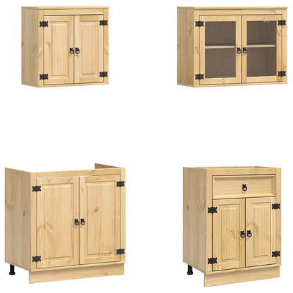 vidaXL Cabinet SKI 8 pcs Honey Brown Solid Pine Wood