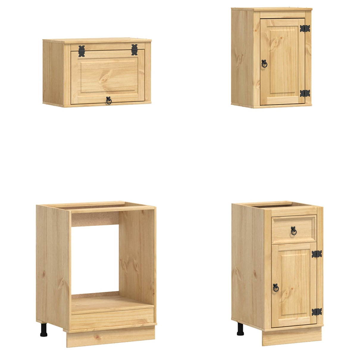 vidaXL Cabinet SKI 8 pcs Honey Brown Solid Pine Wood