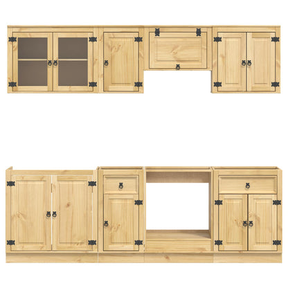 vidaXL Cabinet SKI 8 pcs Honey Brown Solid Pine Wood