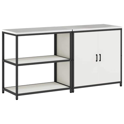vidaXL Kitchen Storage Set with Shelf 2 pcs White Cold-rolled Steel
