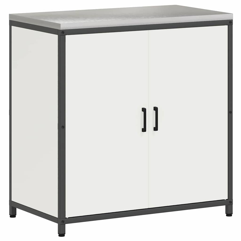 vidaXL Kitchen Storage Set with Shelf 2 pcs White Cold-rolled Steel