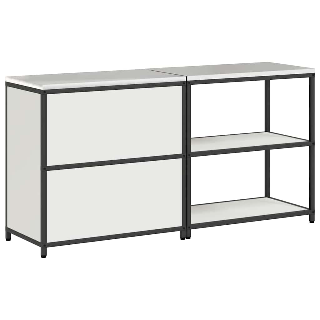 vidaXL Kitchen Storage Set with Shelf 2 pcs White Cold-rolled Steel